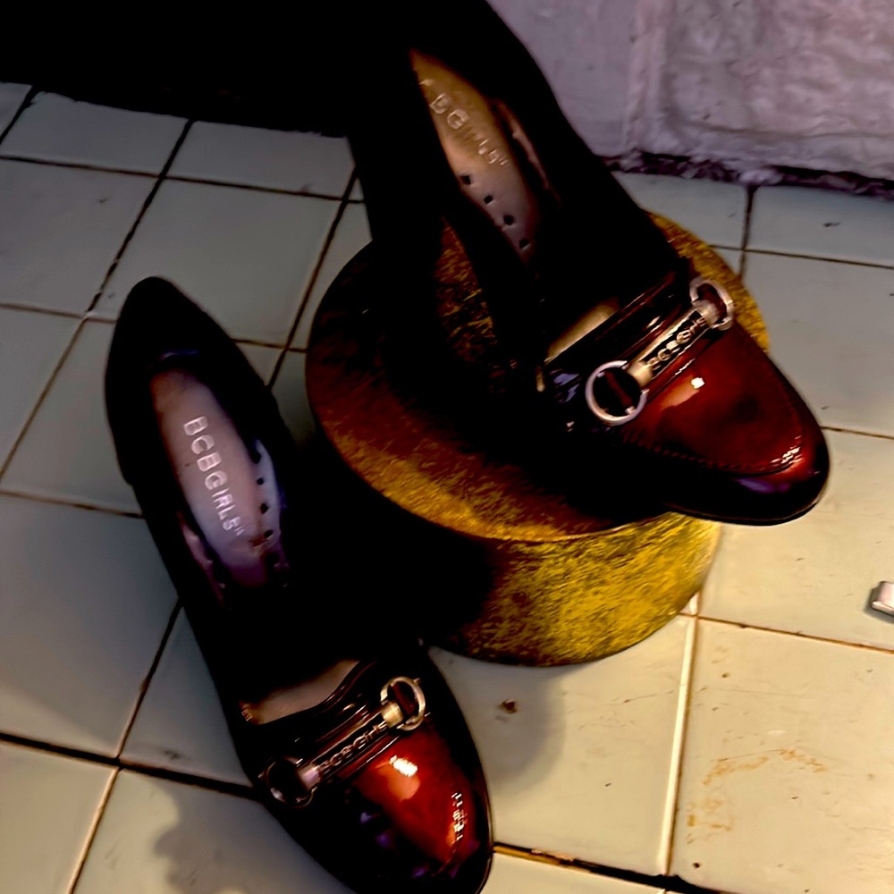 Burgundy Patton, leather loafer heel